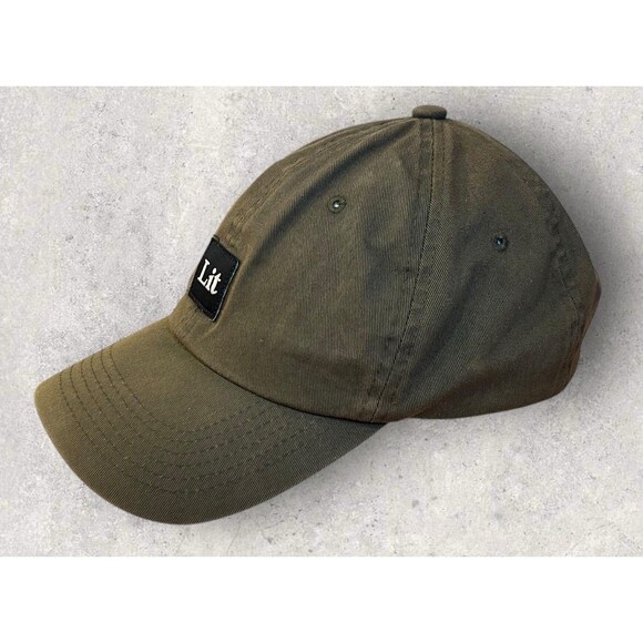 Lit Embroidered Patch Distressed Strapback Baseball Cap One Size - Picture 2 of 5